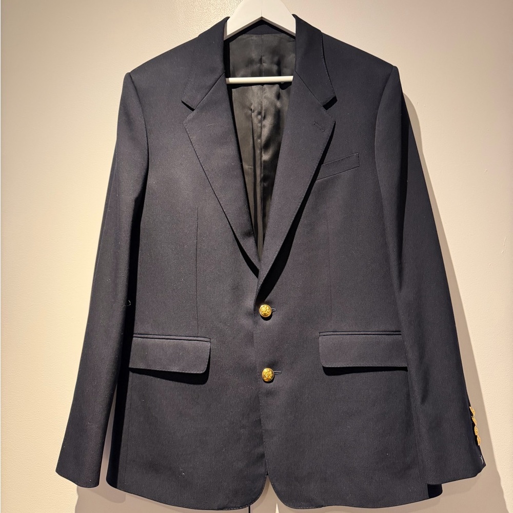 Womens Celine Blazer in navy with gold buttons